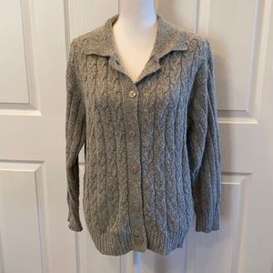 Cable knit gray wool blend cardigan size 2X